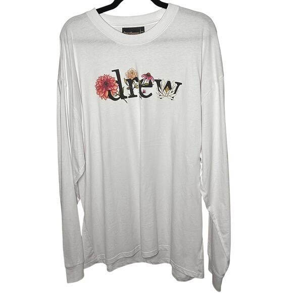 Drew House Men's White Long Sleeve Floral Logo T-Shirt Size XXL Ssense Exclusive - Picture 1 of 9